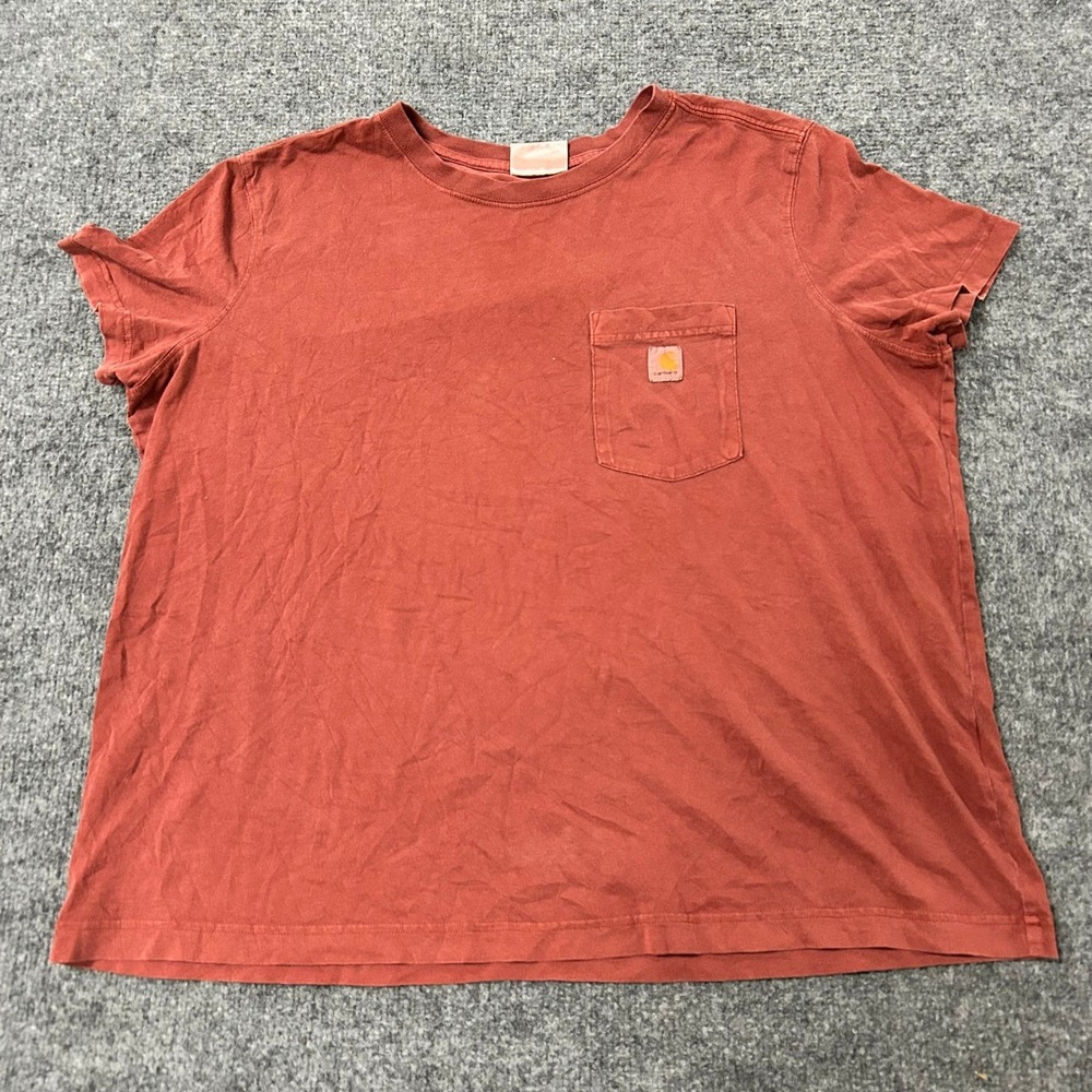 Carhartt T-Shirt Womens XL Red Relaxed Fit Short Sleeve Pocket Crewneck Cotton
